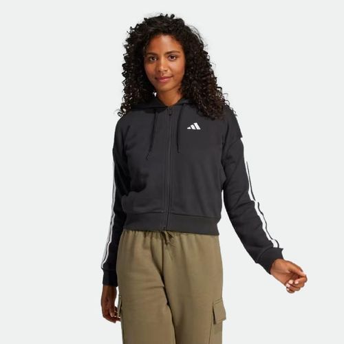 Campera Adidas con Capucha Essentials French Terry - NEGRO BLANCO