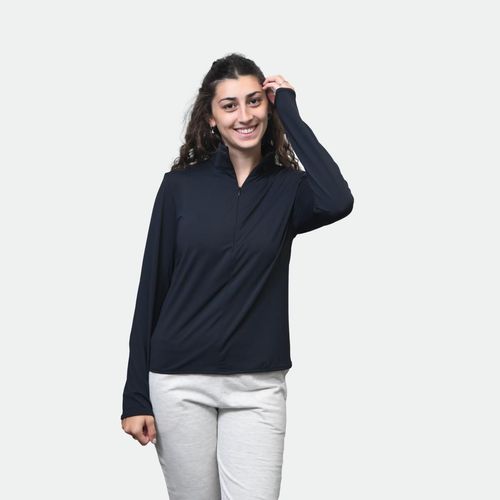 Buzo Salomon Thermo Hz Medio Cierre Mujer - BLACK