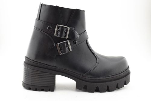 Botineta Con Plataforma y Hebillas Per I Piedi 835 - NEGRO