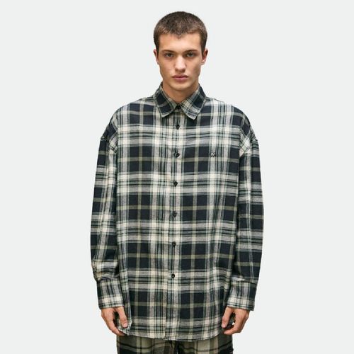 Camisa Over Viyela Cuadros Elepants - NEGRO