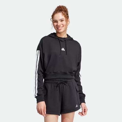 Buzo Adidas con capucha Essentials French Terry Crop - NEGRO BLANCO