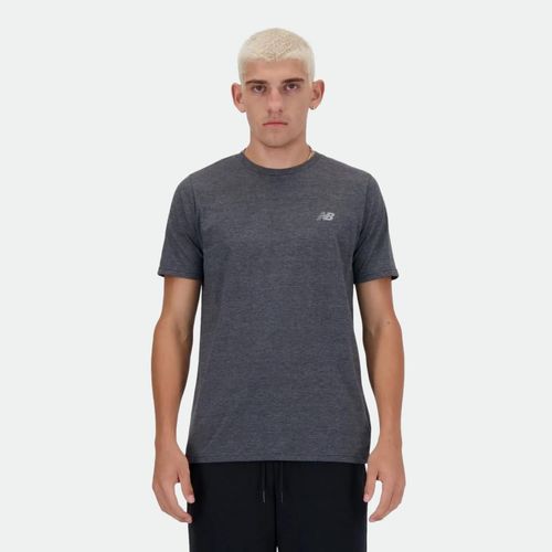 Remera New Balance Essentials Heathertech Hombre - BLACK HEATHER
