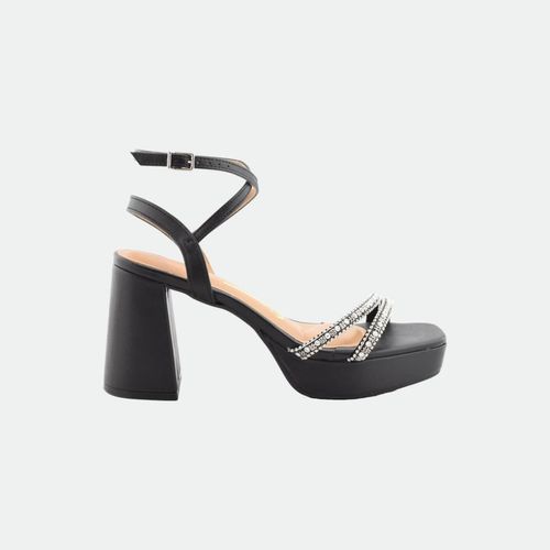 Sandalia Faja Con Strass - NEGRO CRISTAL