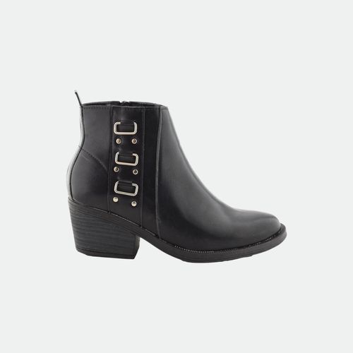 Botineta Corta Con Taco Lady Camila - NEGRO