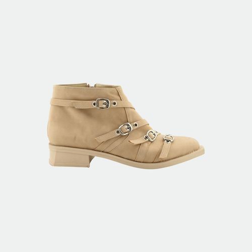 Botineta Oropaco Sandai Corta con Tiras y Hebillas - BEIGE
