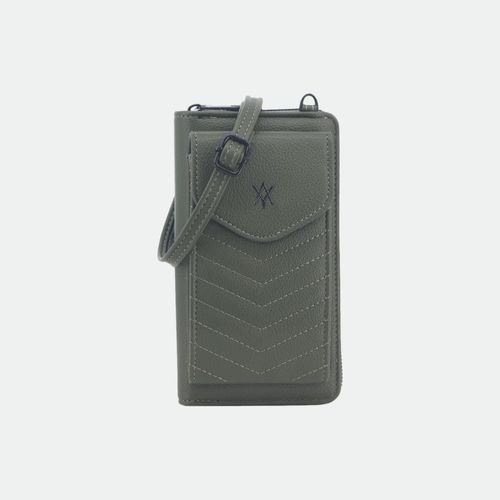 Bandolera Porta Celular y Billetera Con Solapa Amayra - Art 67.b946 - VERDE MILITAR