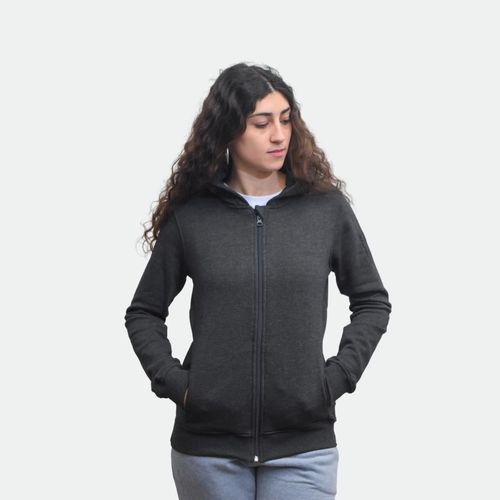 Logo Lt Fz Hoodie W - BLACK HEATHER