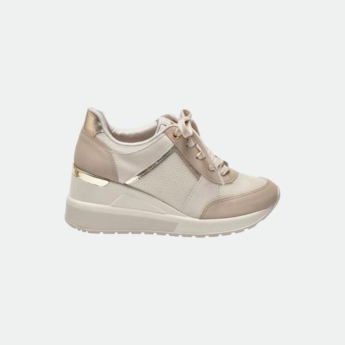 Zapatilla Con Taco Via Marte - MARFIL BEIGE DORADO