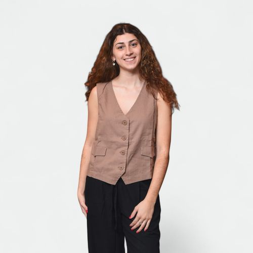 Chaleco Unimog Lino Qatar - CHOCOLATE