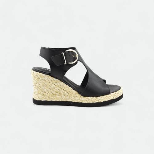 Sandalia Taco de Yute Bari Tokyo - NEGRO