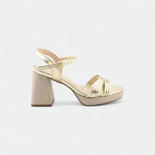 Sandalia de Fiesta Chocolate con Taco - CINDERELA ORO