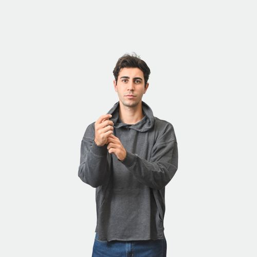 Buzo rústico boxy hombre NOBRAND - GRIS OSCURO