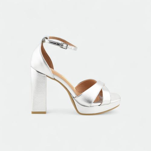 Sandalia de fiesta con taco ancho y plataforma mujer VIZZANO - PLATA MET