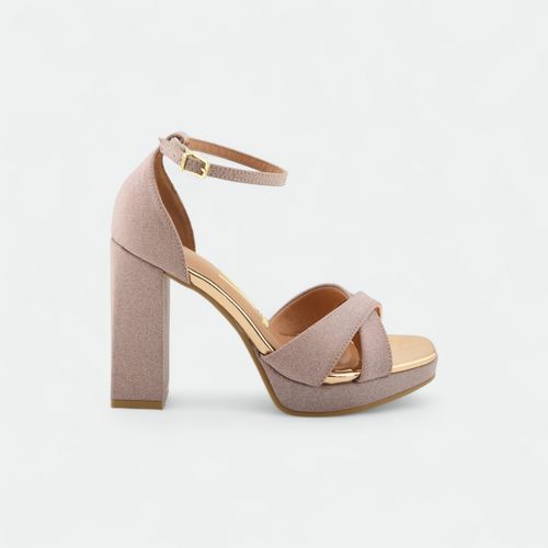 Sandalia de fiesta con taco ancho y plataforma mujer VIZZANO - ORO ROSADO MINI GLIT