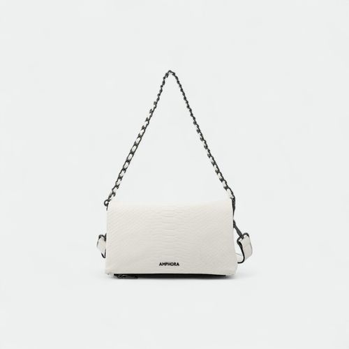 Bandolera de cuero sintético con cadena metálica Alvar AMPHORA - BLANCO