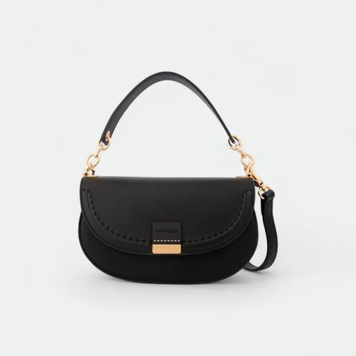 Bandolera con solapa y manija corta Clary AMPHORA - NEGRO