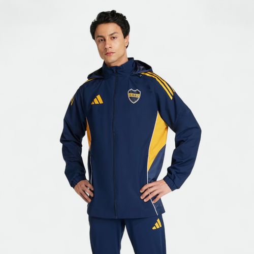 Campera Rompeviento Boca AW Unisex Adidas - NIGHT INDIGO BOLD GOLD