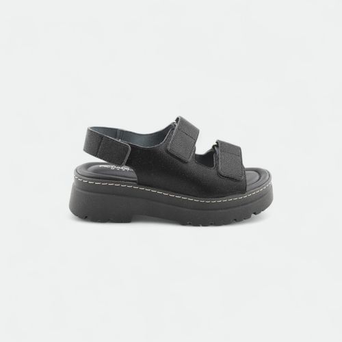 Sandalia urbana con velcro y plataforma PICCADILLY - NEGRO