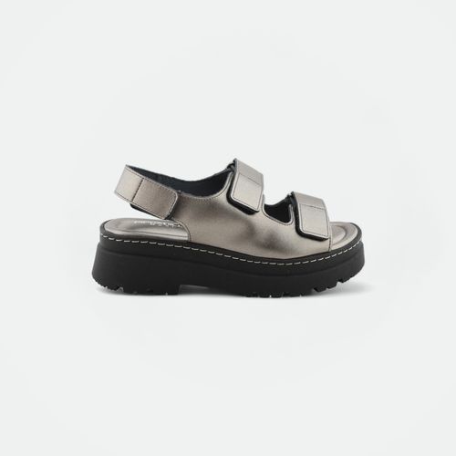 Sandalia urbana con velcro y plataforma PICCADILLY - PEWTER MET