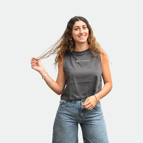 Musculosa con logo estampado mujer Draft Logo CONVERSE - BLACK MELANGE