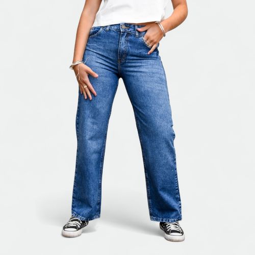 Jeans wide leg mujer UNIMOG - AZUL JEAN