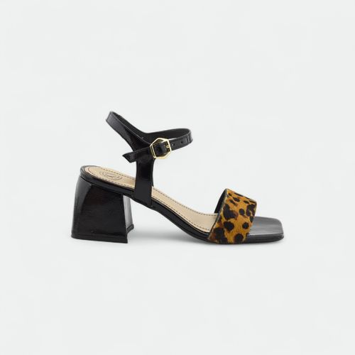 Sandalia mujer con taco medio GREEN AND BLACK - NEGRO CHRL ANIMAL PRINT