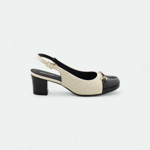 Zapato con taco cómodo mujer PICCADILLY - OFF WHITE NEGRO CHRL