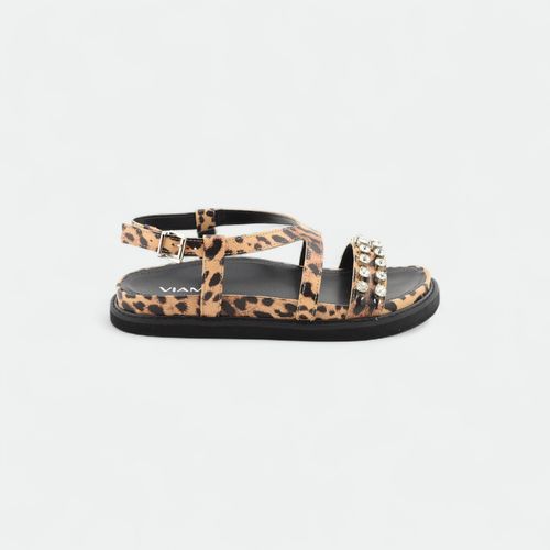 Sandalia con apliques brillantes VIAMO - LEOPARDO
