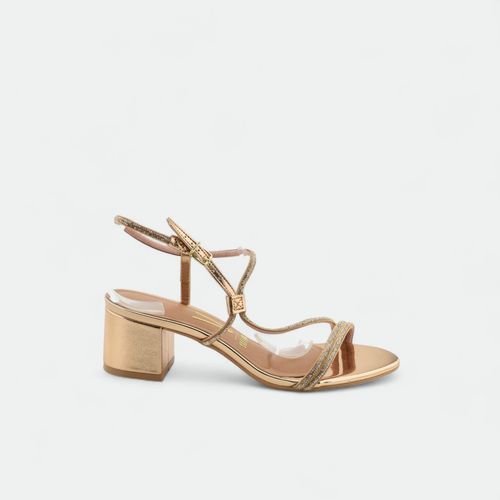 Sandalia De Vestir Vizzano con Taco - ROSA DORADO ORO MET