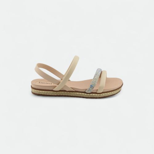Sandalia urbana mujer con strass BEIRA RIO - CREMA STRASS