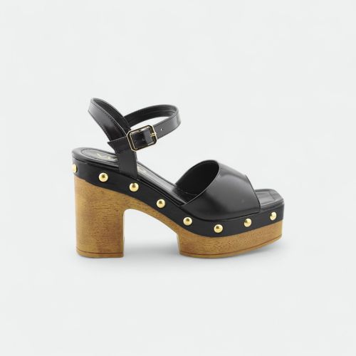 Sandalia taco alto con plataforma mujer VIAMO - NEGRO