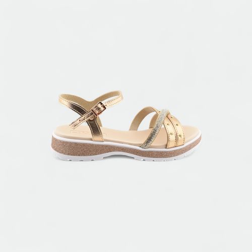 Sandalia infantil con strass y tachas mujer MOLEKINHA - ORO ROSADO MET