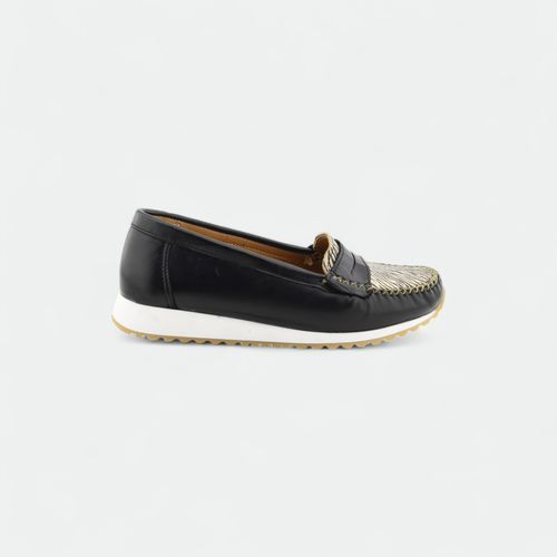 Mocasin con vincha calado mujer VOLTA - NEGRO