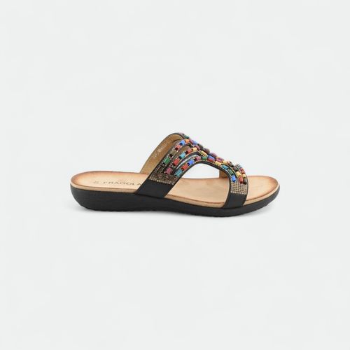 Zueco con apliques multicolor mujer FRAGOLA - NEGRO