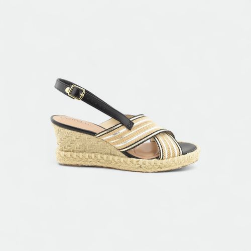 Sandalia con taco chino mujer BEIRA RIO - NATURAL DORADO PRETO
