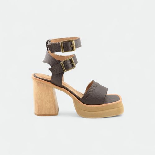 Sandalia con pulsera y hebilla mujer PREGO - CHOCOLATE