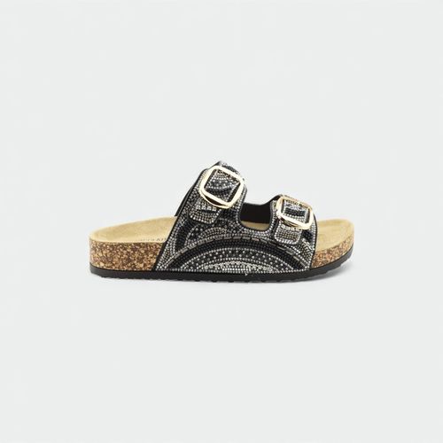 Zueco 2 hebillas strass - NEGRO PLATA