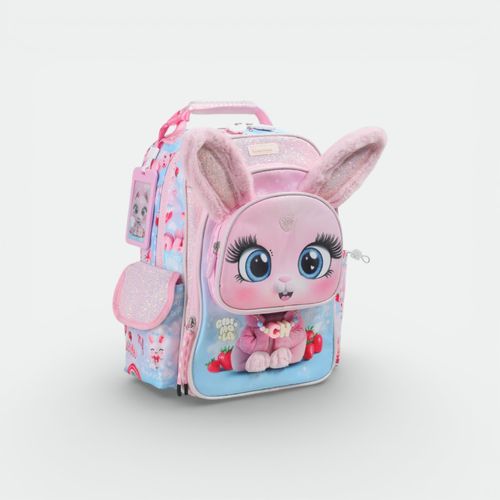 Mochila 17" estampa conejo sin carro niñas CHIMOLA - CELESTE ROSA CONEJO