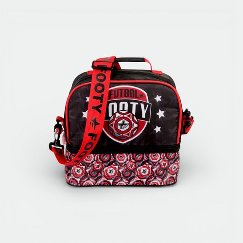 Lunchera con tiras de niños FOOTY - NEGRO ROJO