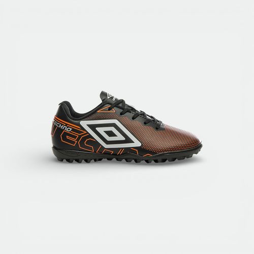 Botín fútbol sintético niños Techno UMBRO - NEGRO NARANJA FLUO BLANCO