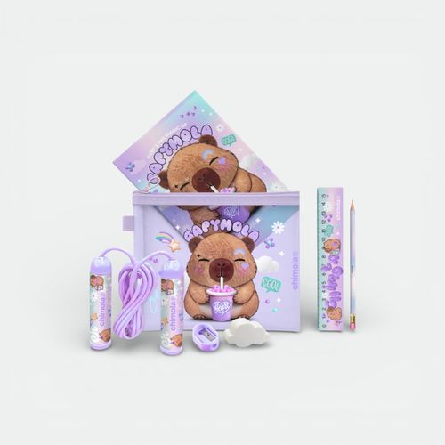 Set escolar unisex niños CHIMOLA - LILA CAPIBARA