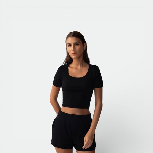Remera corta basica mujer FILA - NEGRO