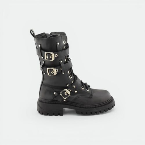 Borcego alto con cierre y hebillas mujer TOKYO - NEGRO