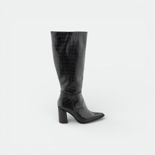 Bota Caña media con tacon mujer TOKYO - NEGRO CROCCO