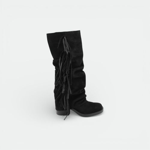 Bota Polaina caña alta flecos mujer TOKYO - NEGRO GZA