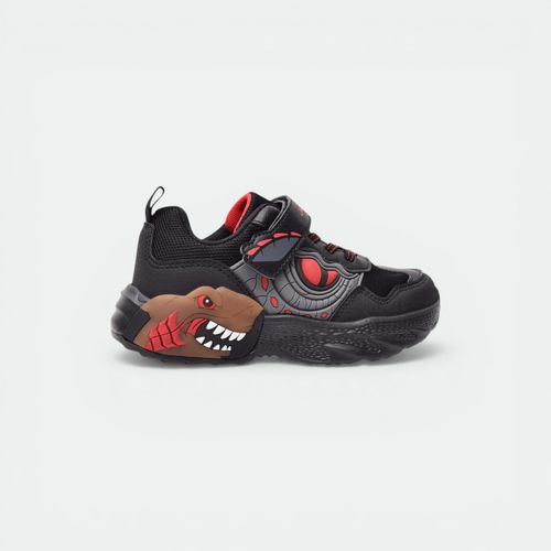 Zapatilla Dino con velcro niños JAGUAR - NEGRO ROJO