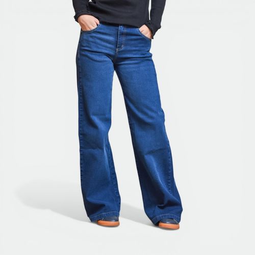 Pantalon de jeans wide leg mujer UNIMOG - AZUL DENIM