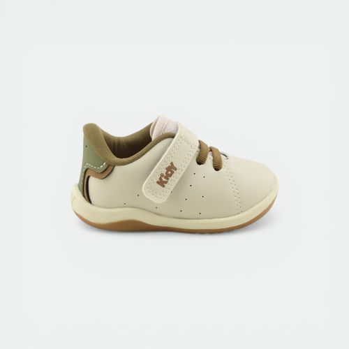 Zapatilla con velcro niños urbano KIDY - NATURAL VERDE MILITAR