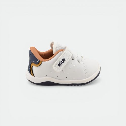 Zapatilla con velcro niños urbano KIDY - BLANCO MARINO NARANJA