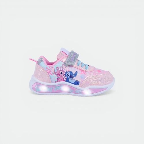 Zapatilla Stitch con velcro y luz FOOTY - ROSA MULTI